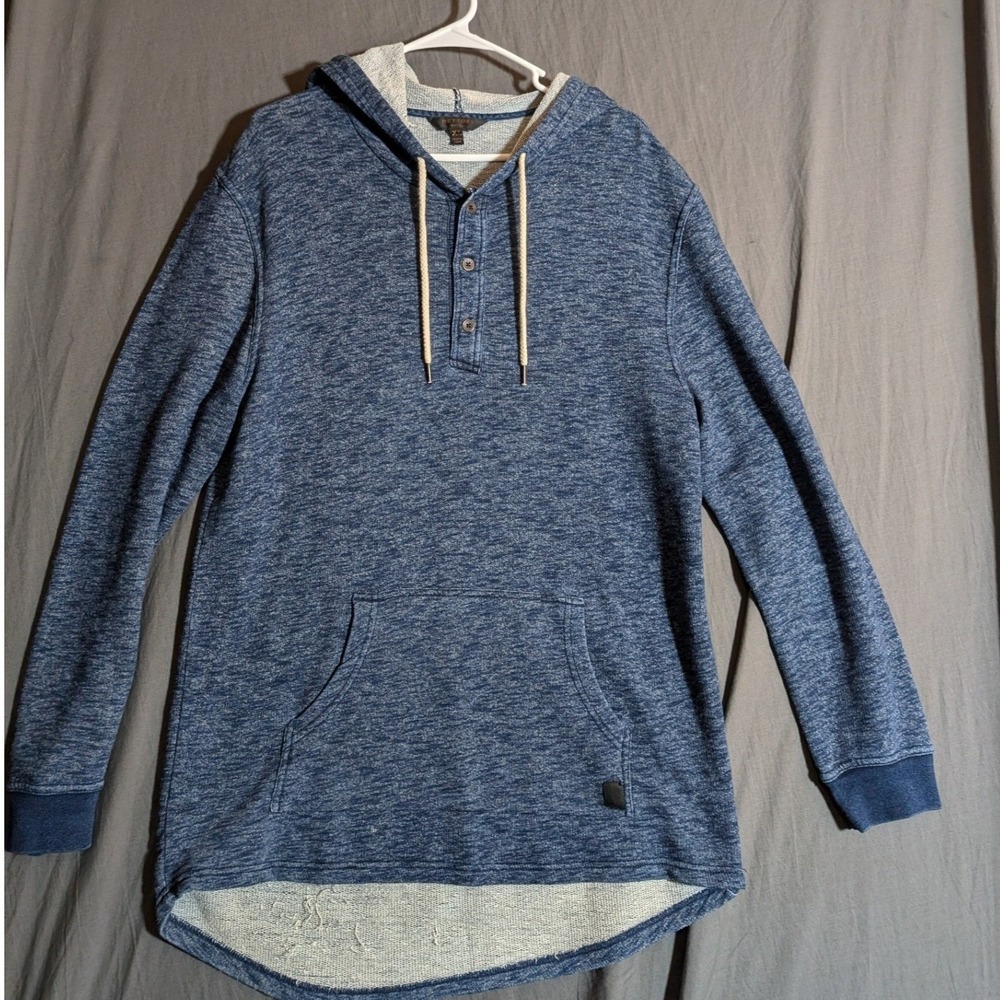 Buckle Black Men's Blue Heathered‎ Henley Hoodie Pullover Long Sleeve Size L